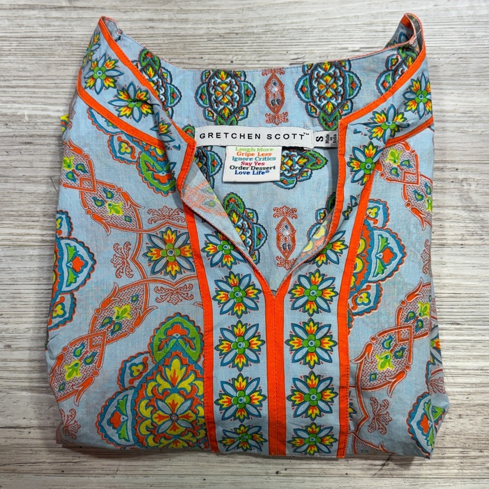 Gretchen Scott Split Neck Patterned Tunic Womens Sz S‎ - Picture 3 of 8